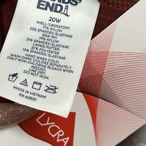 Lands End Tankini Skirt 2 PC Set Size 20W Floral Brown - Picture 5 of 9